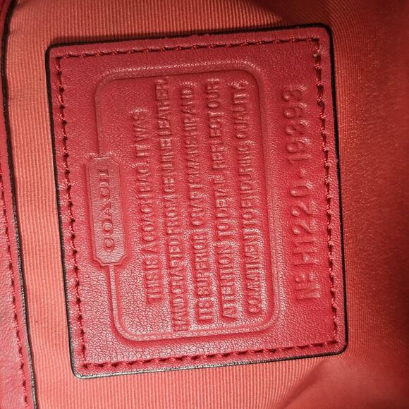 Coach Leather Coral-Red Sand Tan Hampton Weekender Hobo Bag Travel Vacation - Picture 10 of 10